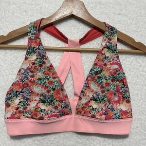 Lululemon Shanti Surf Cross Back Swim Top Bra Multi UPF50+ Coral Salty Floral 4?